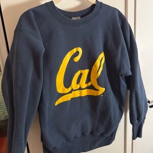 Cal Script Logo Navy and Yellow Crewneck Sweatshirt